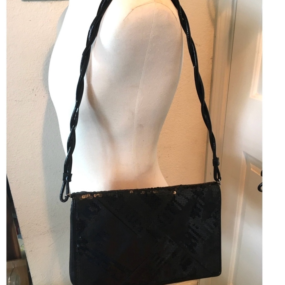 Fendi vintage 2007 LG borsa love leather black leather shoulder/ clutch bag l - Picture 12 of 15